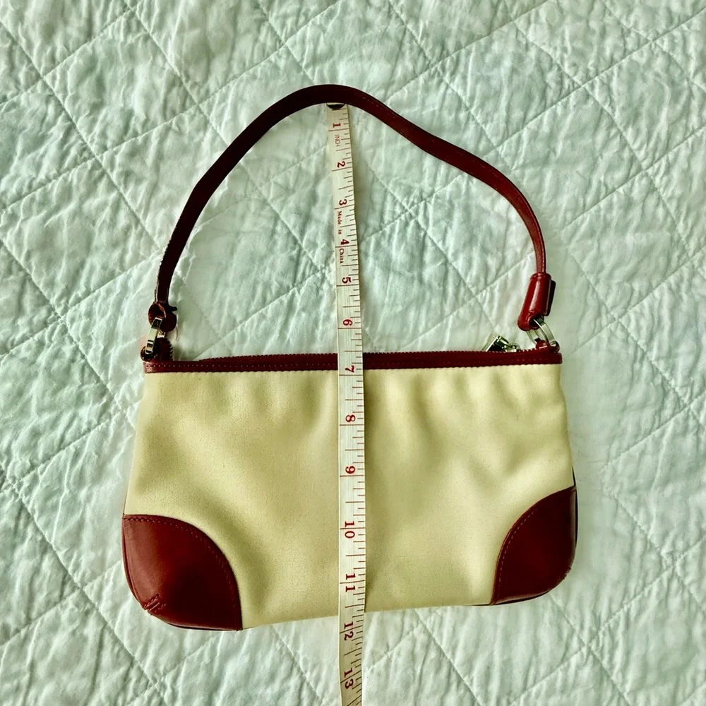 Monsac Red Leather and Cream Shoulder Bag